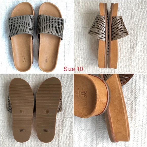 frye leather slides
